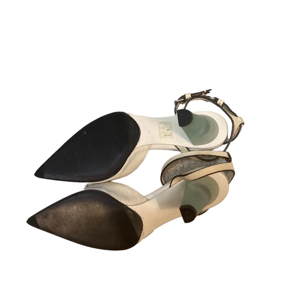 Calvin Klein Cream Embossed Heels with light green lucite heel- Size 9 - Picture 5 of 7